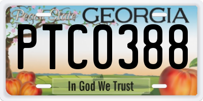 GA license plate PTC0388