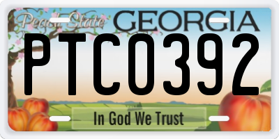 GA license plate PTC0392
