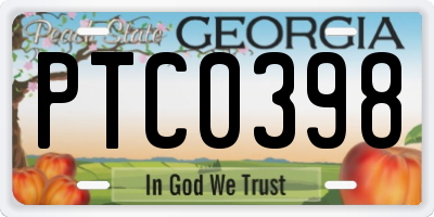 GA license plate PTC0398