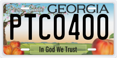 GA license plate PTC0400