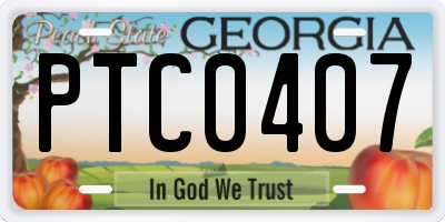 GA license plate PTC0407