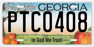 GA license plate PTC0408