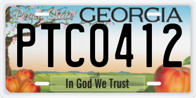 GA license plate PTC0412
