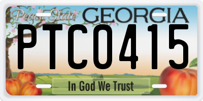 GA license plate PTC0415