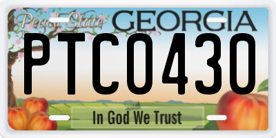 GA license plate PTC0430