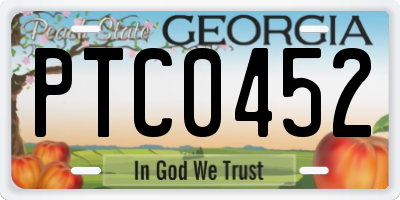 GA license plate PTC0452