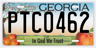 GA license plate PTC0462