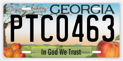 GA license plate PTC0463