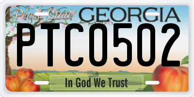 GA license plate PTC0502