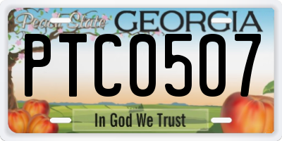 GA license plate PTC0507
