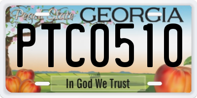 GA license plate PTC0510