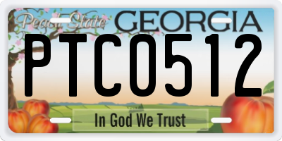 GA license plate PTC0512