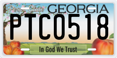 GA license plate PTC0518