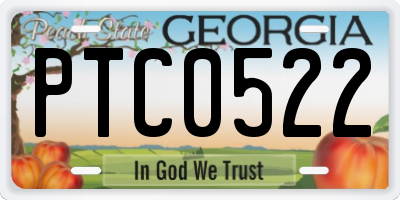 GA license plate PTC0522