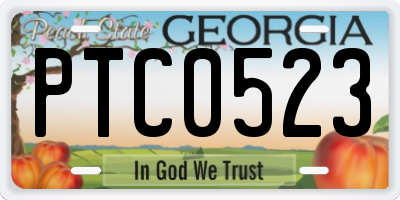 GA license plate PTC0523