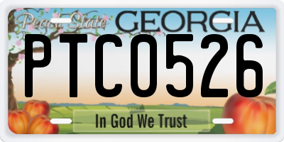 GA license plate PTC0526