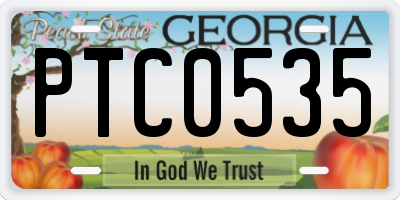 GA license plate PTC0535
