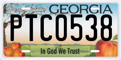 GA license plate PTC0538