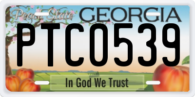 GA license plate PTC0539