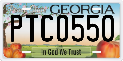 GA license plate PTC0550