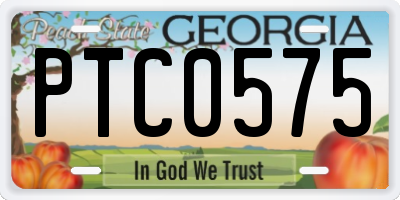 GA license plate PTC0575