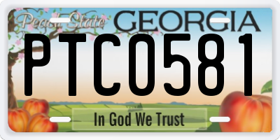 GA license plate PTC0581