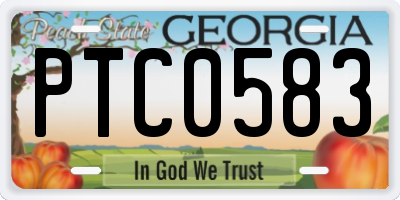 GA license plate PTC0583