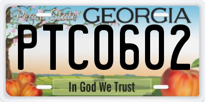 GA license plate PTC0602