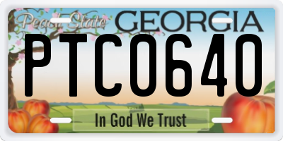 GA license plate PTC0640