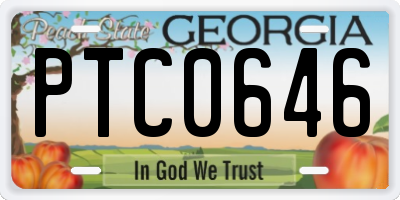 GA license plate PTC0646