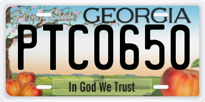 GA license plate PTC0650