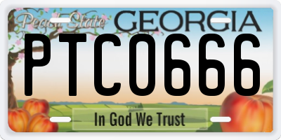 GA license plate PTC0666