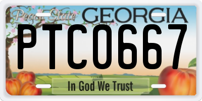 GA license plate PTC0667