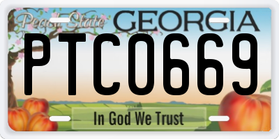 GA license plate PTC0669