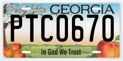 GA license plate PTC0670