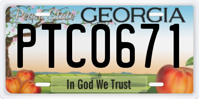 GA license plate PTC0671