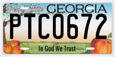 GA license plate PTC0672