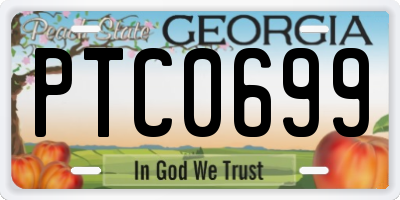 GA license plate PTC0699