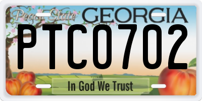 GA license plate PTC0702