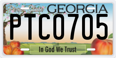 GA license plate PTC0705