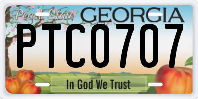 GA license plate PTC0707