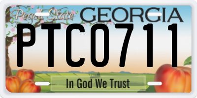 GA license plate PTC0711