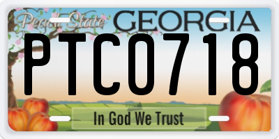 GA license plate PTC0718