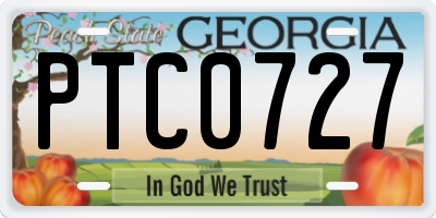 GA license plate PTC0727