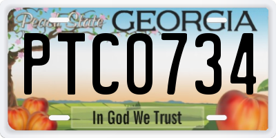 GA license plate PTC0734