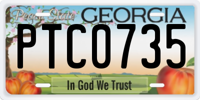 GA license plate PTC0735