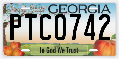 GA license plate PTC0742