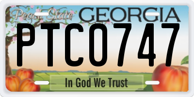 GA license plate PTC0747