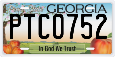 GA license plate PTC0752