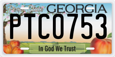 GA license plate PTC0753